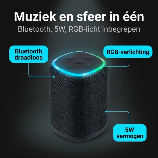 Cheqo® Bluetooth Speaker - Draadloze Speaker - Mini Bluetooth Speaker - Portable Speaker - Bluetooth Box - Bluetooth Luidspreker - Draadloze Luidspreker - Speaker met Licht - Bluetooth Speaker met Licht — afbeelding 5