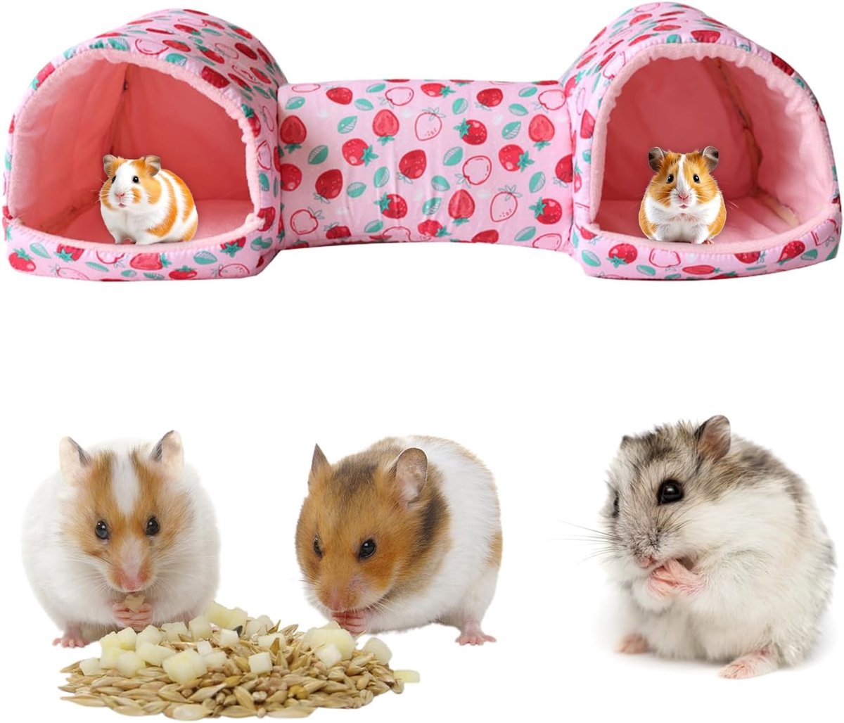 Hamster Hideaway House, Washable Small Animal Tubes Toys, Anti-Slip Soft Cage Accessories for Ferret Bunny Chinchillas Play Nest Rest Entertainment Enrichment