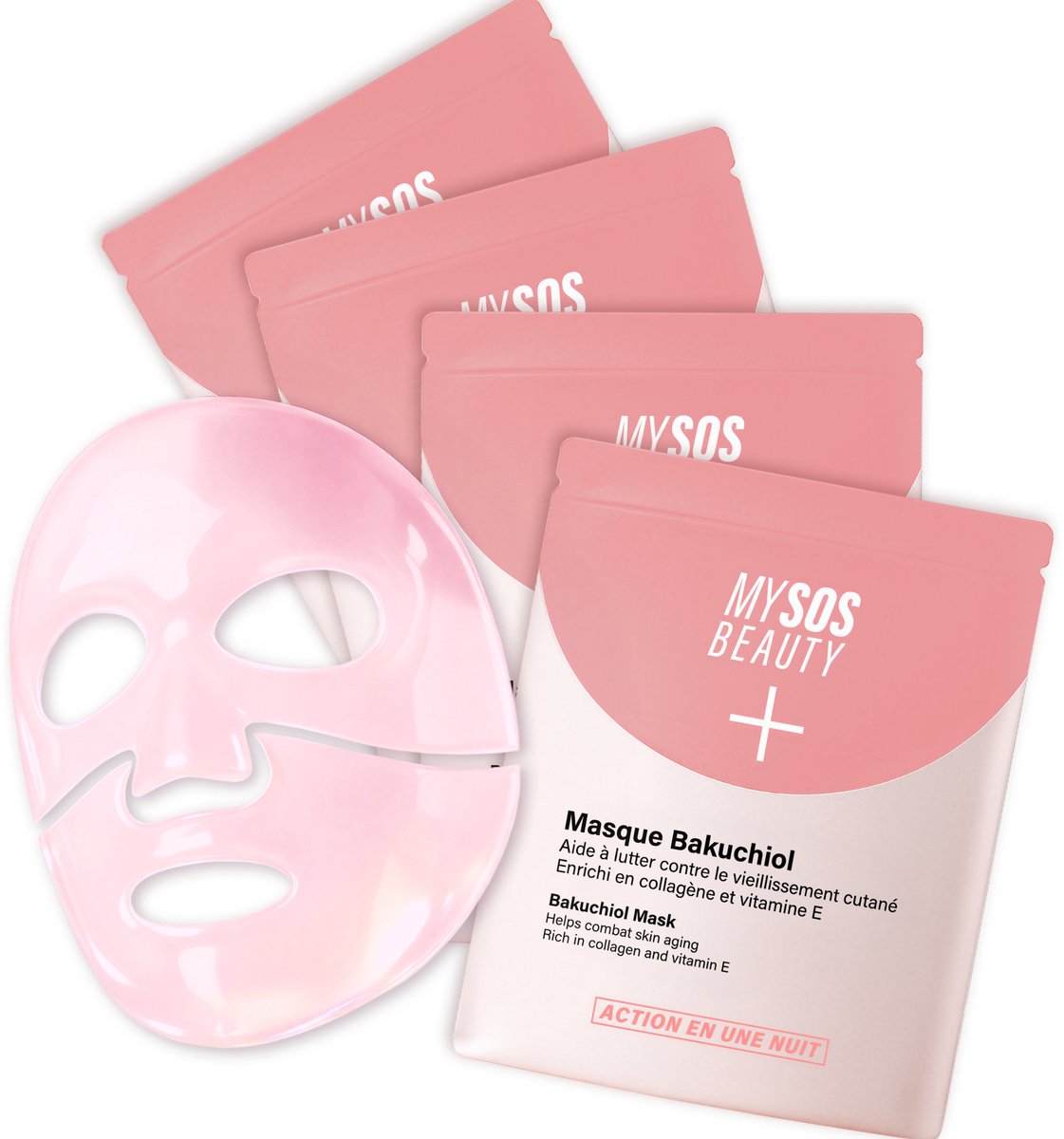 Set van 4 Bakuchiol & Collageen Gezichtsmaskers - 4 x 40g met Hyaluronzuur | Intensieve Anti-Aging Verzorging tegen Rimpels, Verstevigt & Herstelt de Huid