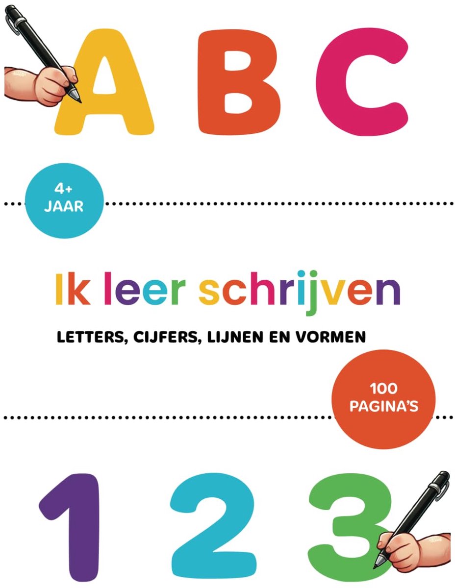 Leer Schrijven Oefenboek - Kinder Schrijfboek - Basisvaardigheden Leren - Letters Cijfers Vormen - 21 x 30 cm