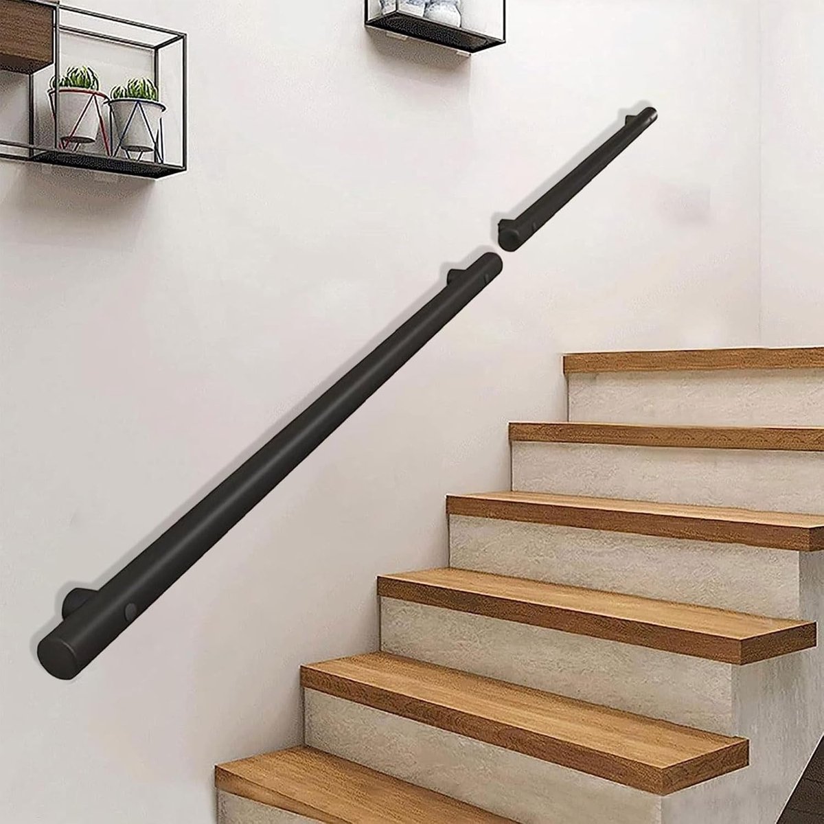 Metalen Trapleuning - Wandmontage Reling - Veilig Traplopen - 100kg Ondersteuning - 3.3ft/100cm - Zwart