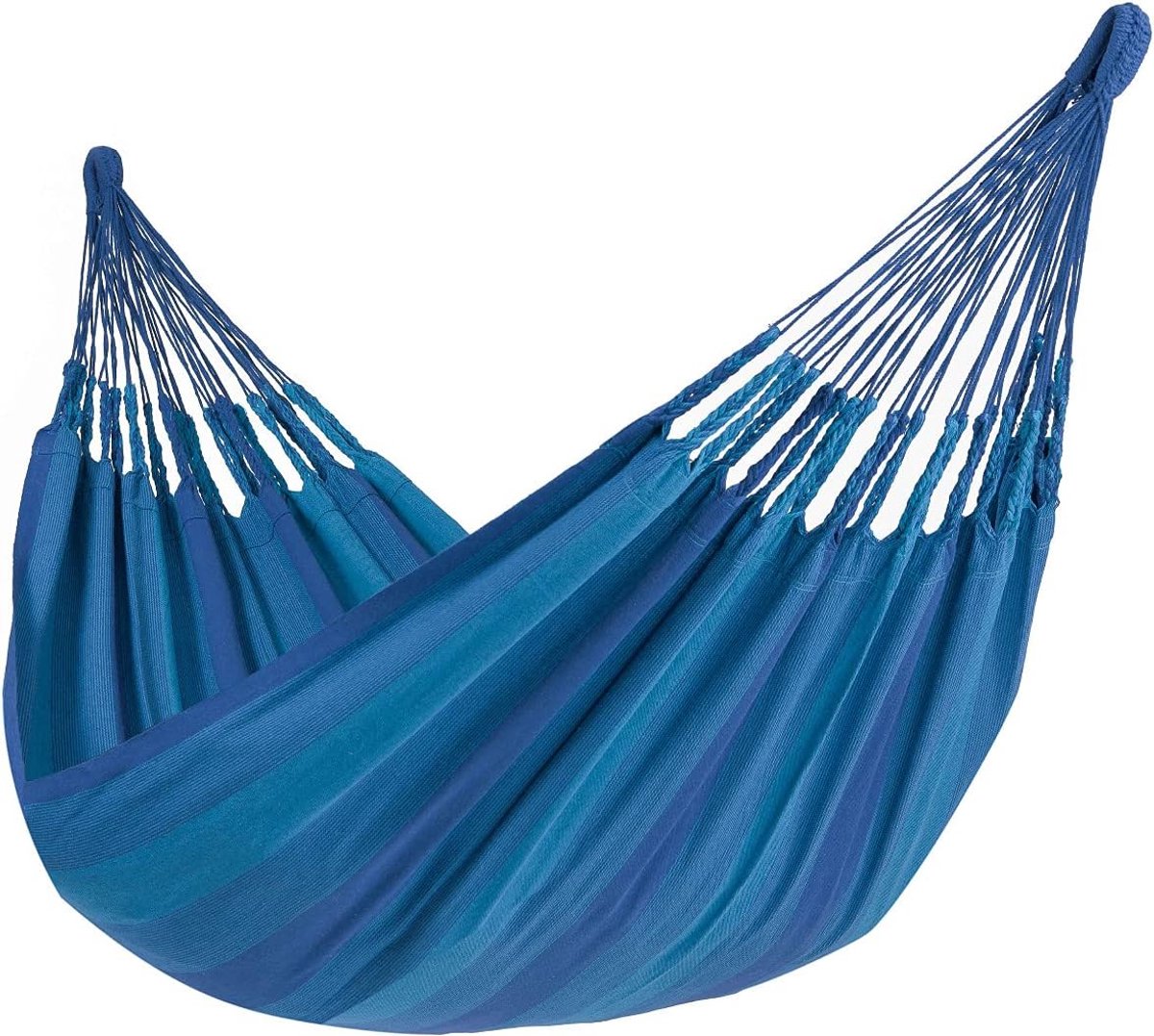 Hangmat Blauw - Lounge Bed - Ontspannen Buiten - Duurzaam Polykatoen - 120kg Gewicht - Blauw