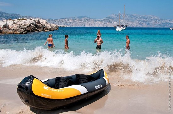 Kajak Opblaasbaar - Tweepersoons Kano - Watersport Avontuur - Inclusief Peddels Pomp - 331 x 88 cm - Geel — afbeelding 4