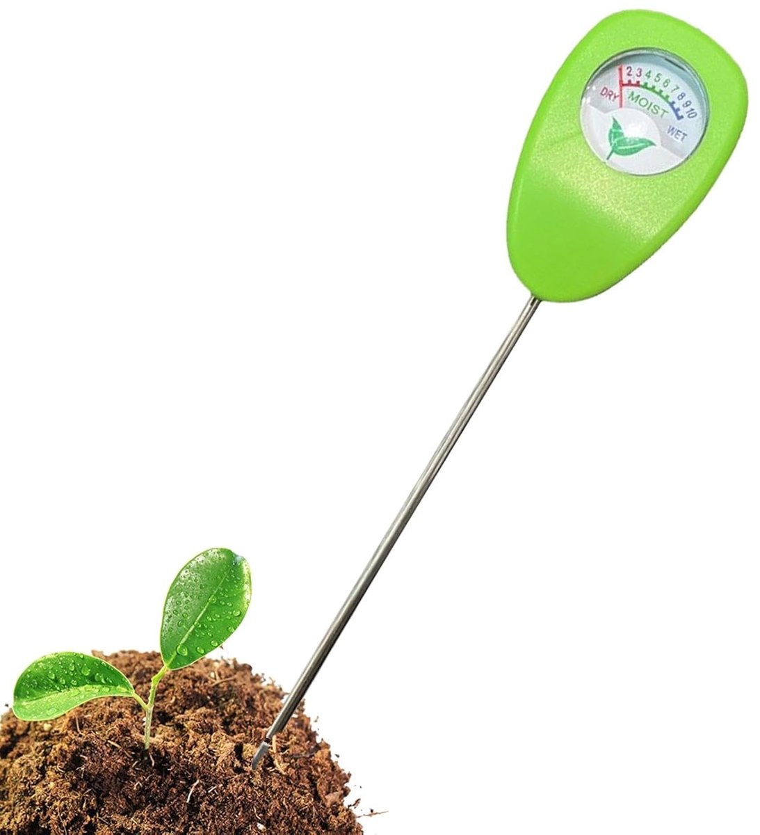 Bodemmeter - Vochtigheidsmeter pH - Plantenverzorging - Geen batterij nodig - 25 cm - Zilver