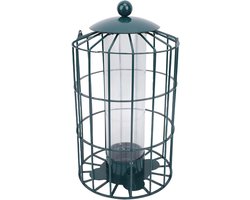 Gekooide Vogelvoeder - Voederhuisje Buiten - Wilde Vogels Voeren - Eekhoornbestendig Ontwerp - 32cm Hoog - Zwart