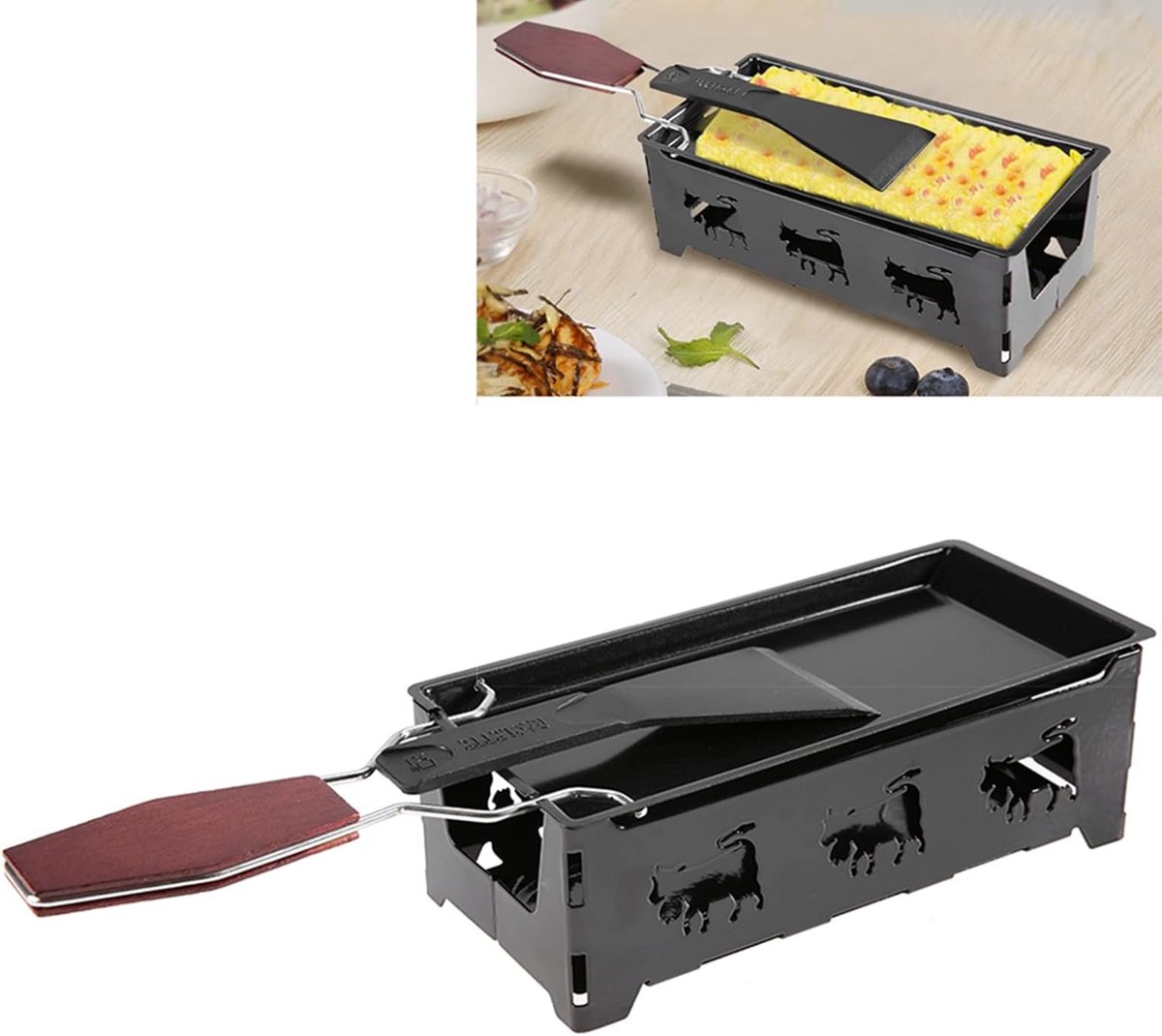 Tyenaza Mini Raclette - Non-Stick Kaas Smelter Grill met Houten Handvat — cadeau in Kookcadeaus - foto 6