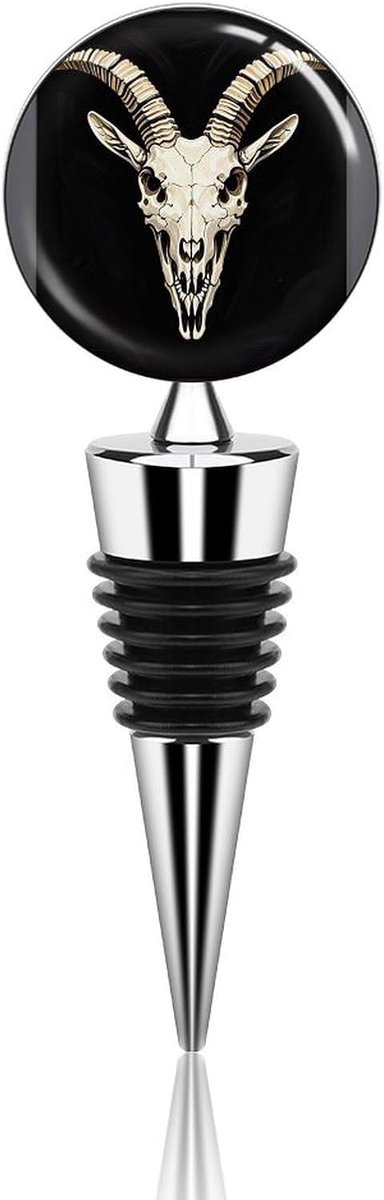 Wijnstopper Geit Schedel - Fles Afsluiter - Wijn Bewaren - Uniek Gothic Design - 10.4 x 3.6 cm