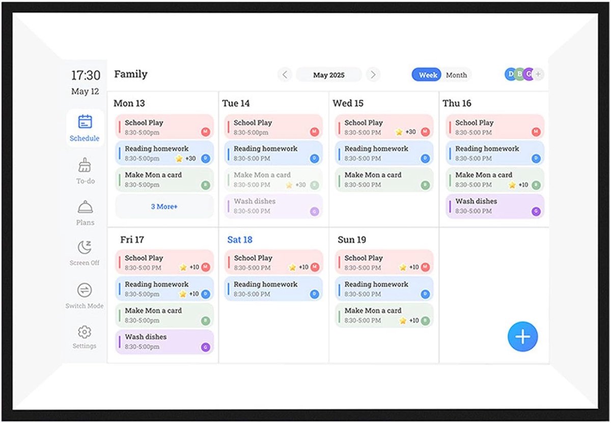 Digitale Kalender - Slim Scherm - Familie Planning - HD Touchscreen - 10.1 Inch