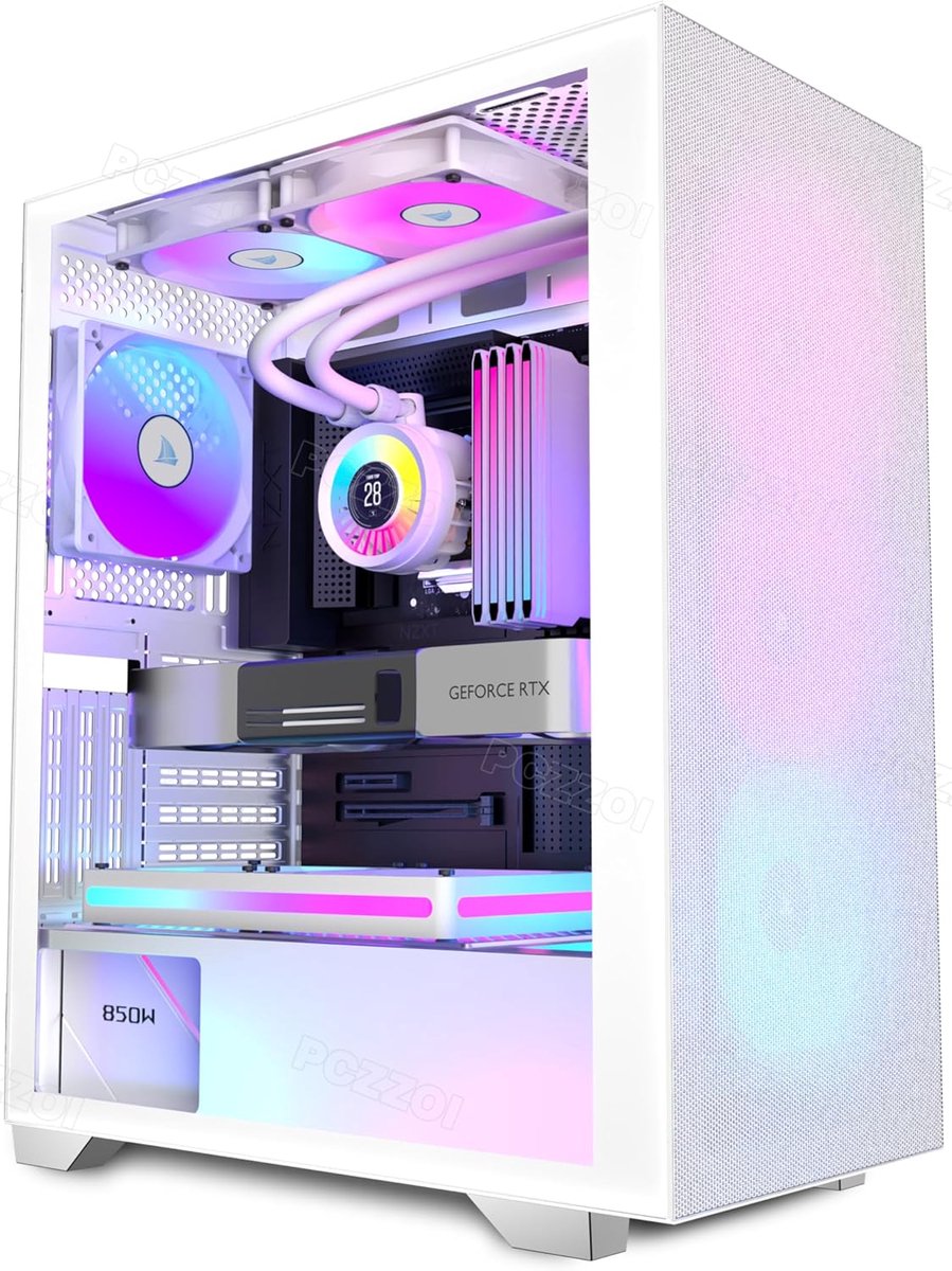 Computerbehuizing Mid Tower - Desktop Case - Gaming PC Bouwen - 6 Voorgeïnstalleerde Fans