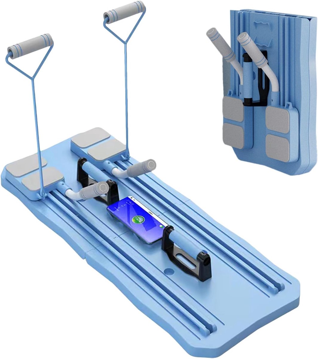 Pilates Board - Buiktrainer Reformer - Thuis Trainen - Opvouwbaar Ontwerp - 93x367x3 cm - Blauw