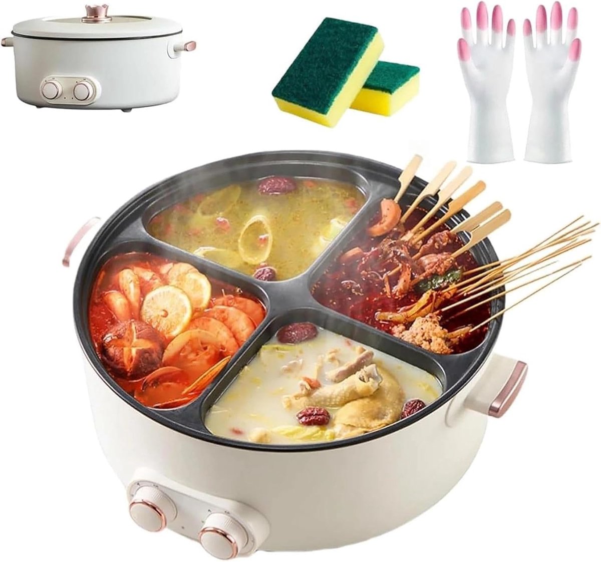 Elektrische Hotpot - Stoofpot Multifunctioneel - Samen Eten - Dubbele Smaken Gelijk - 6 Liter Capaciteit