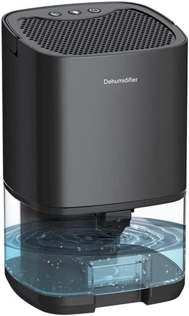 Luchtontvochtiger Luchtreiniger - Vochtabsorberend Droger - Thuis Keuken - Stille Werking - 1000ml Tank - Zwart