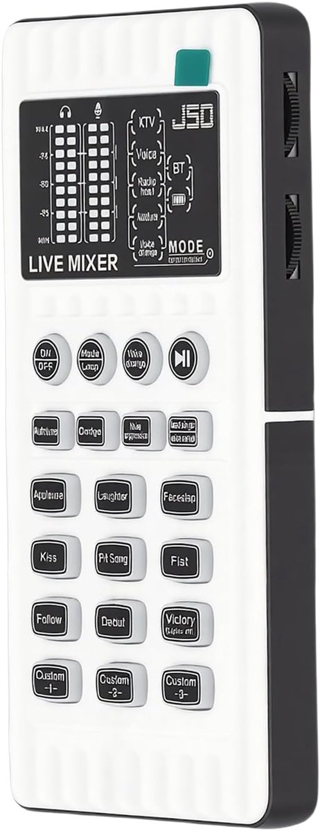 Draagbare Stemwisselaar - Geluidsmodulator - Live Streaming Gaming - 8 Stemmodi 9 Effecten - 20x15x4 cm - Wit