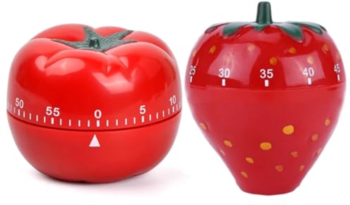 Keukentimers / Eiertimers – Set van 2 met leuke ontwerpen – Mechanische keukentimers voor kinderen en volwassenen – Visuele timers voor productiviteit en tijdmanagement – Afmetingen: 8 x 6,5