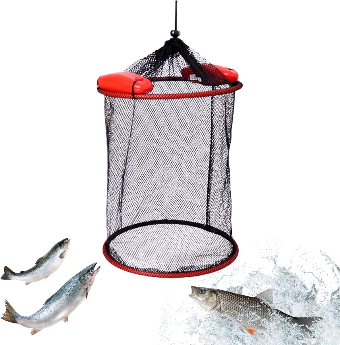 Drijvende Vismand - Visnet kooi - Vissen opslag - Opvouwbaar en draagbaar - 25 x 30 cm