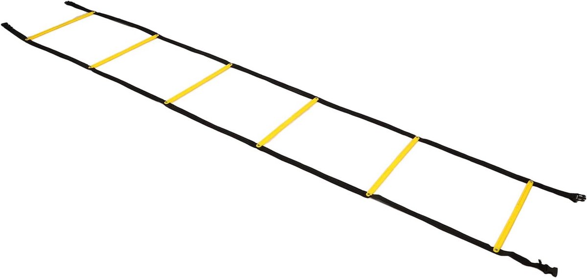 Snelheidsladder - Trainingsladder - Sporttraining - Verstelbare Sporten - 26 Meter - Geel Zwart
