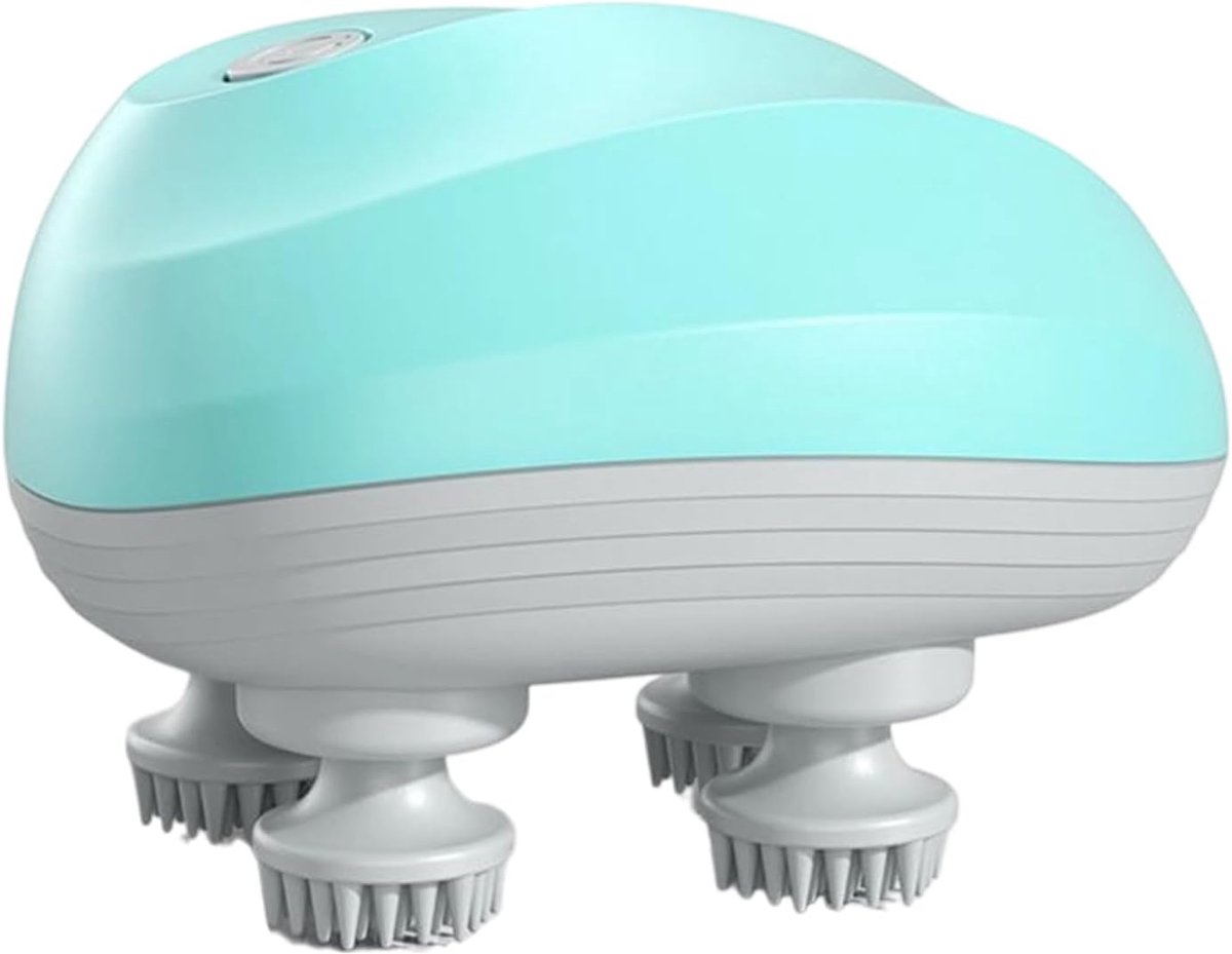 Hoofdhuid Massager - Hoofd Stimulator - Stress Ontspanning - Draadloos Elektrisch - 13 x 12 x 10 cm - Wit Blauw
