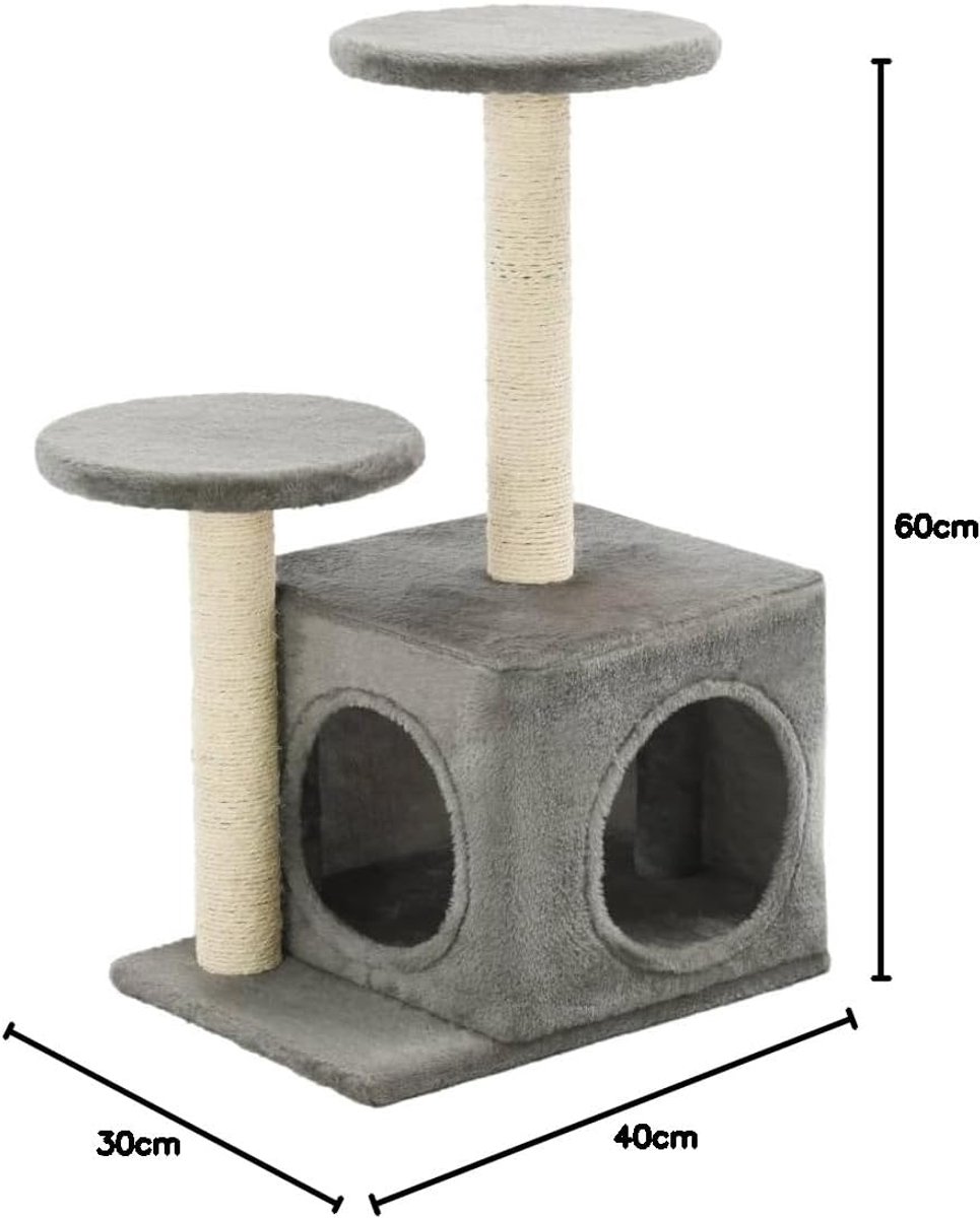 Kattenkrabpaal - Kattenklimmeubel - Spelen en rusten - Omwikkeld met sisaltouw - 60 cm hoog - Grijs