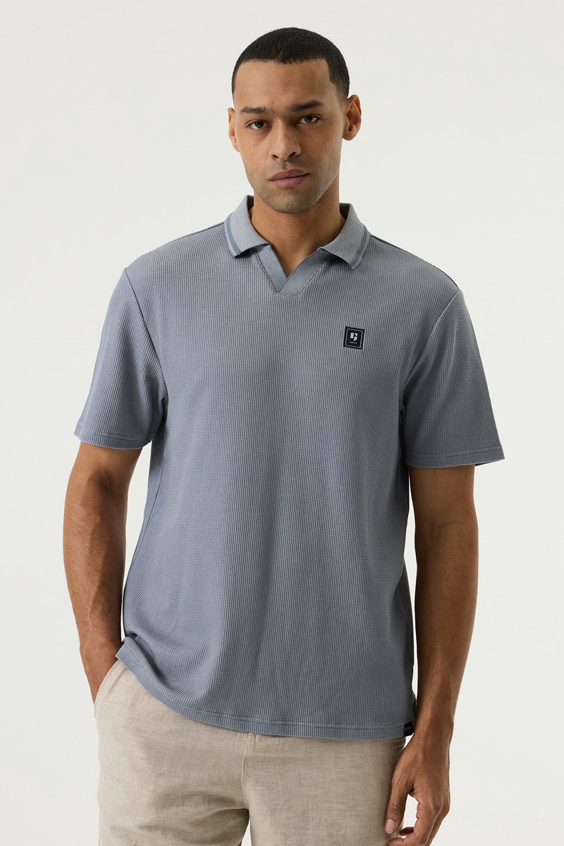 GARCIA Heren Effen Polo Blauw Korte mouw