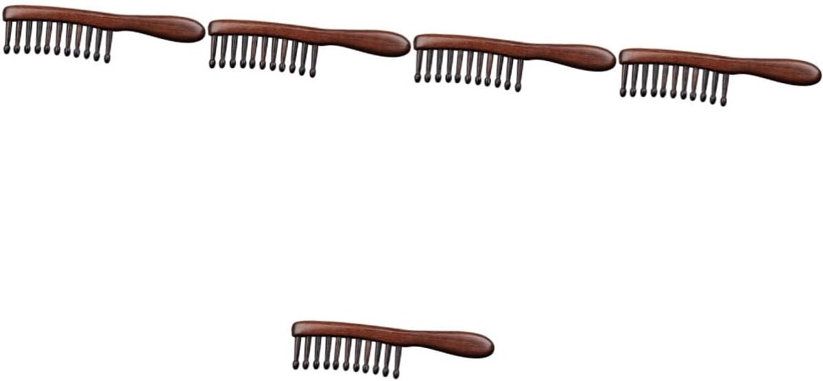 Krulkam Set - Houten Kam - Haar Ontklitten - Brede Tanden - 20 cm Lengte - Natuurlijk Hout