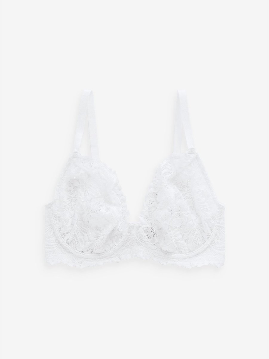 Next Dames - Ultimate Comfort beha DD+ zonder vulling, met kant en diep decolleté - Wit White