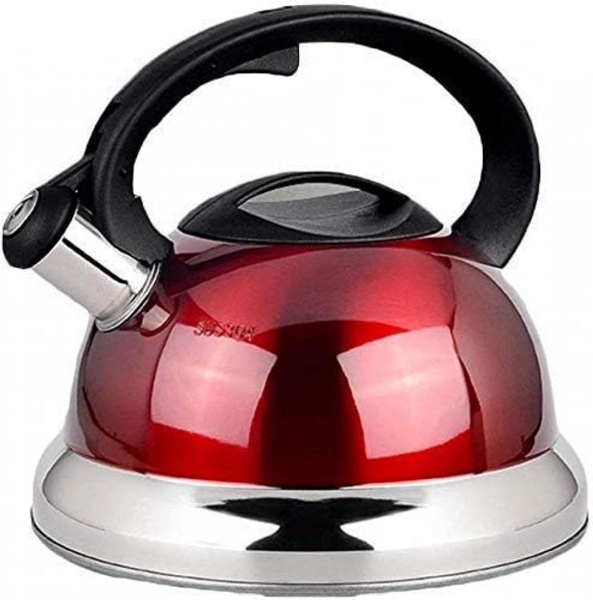 Fluitketel RVS - Waterkoker Inductie - Koken en Thee - Dik Materiaal - 3 Liter - Rood