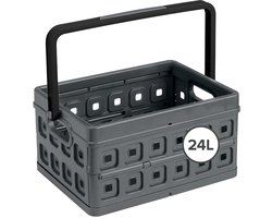 Sunware Square vouwkrat met handgreep 24L - 43.5x31x21.3 cm - Antraciet boodschappenkrat