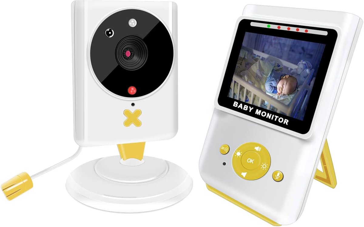 Draadloze babyfoon - Digitale camera monitor - Kindermonitoring - Tweerichtingsgesprek temperatuur - 2.4 inch scherm - Wit