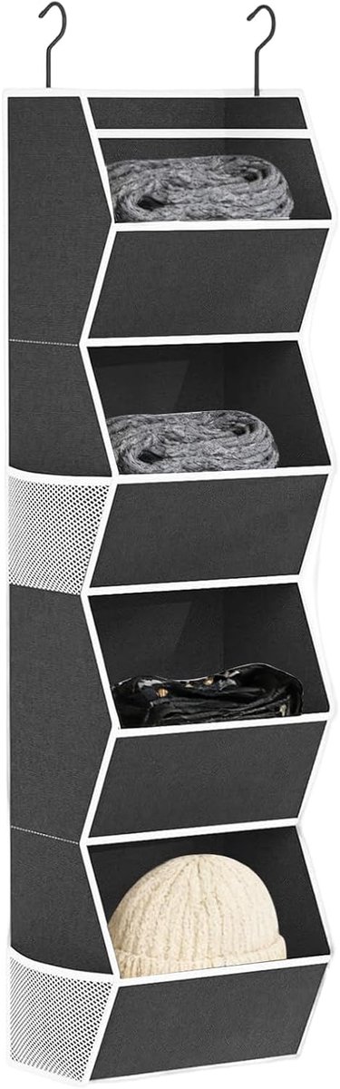 Kast Organizer - Opbergsysteem Plank - Ruimte Besparen - 4-Laags Opvouwbaar - 9x28x9cm - Zwart