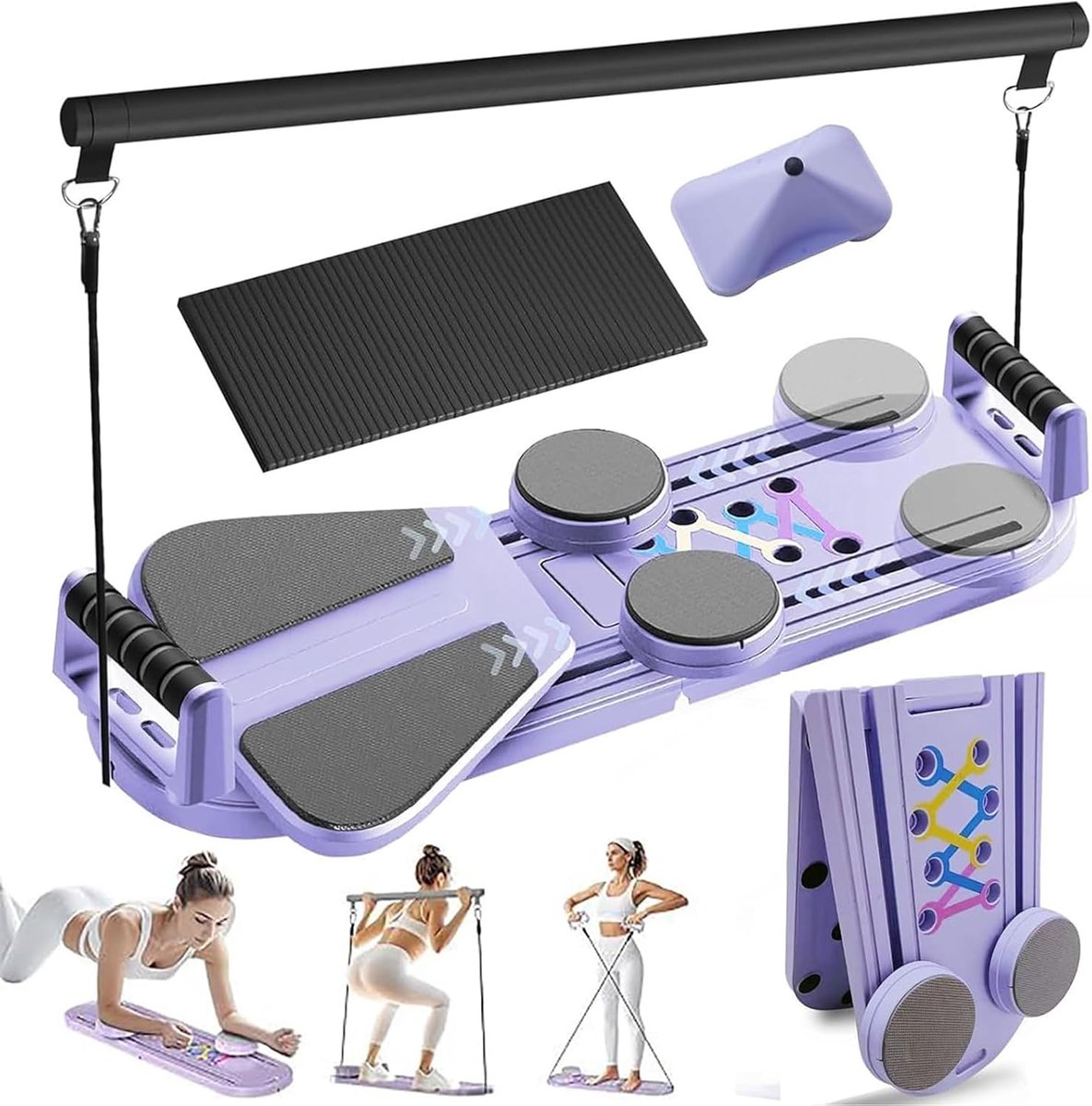 Pilates Board - Core Trainer - Thuistraining - Opvouwbaar Ontwerp - 4kg Gewicht - Paars