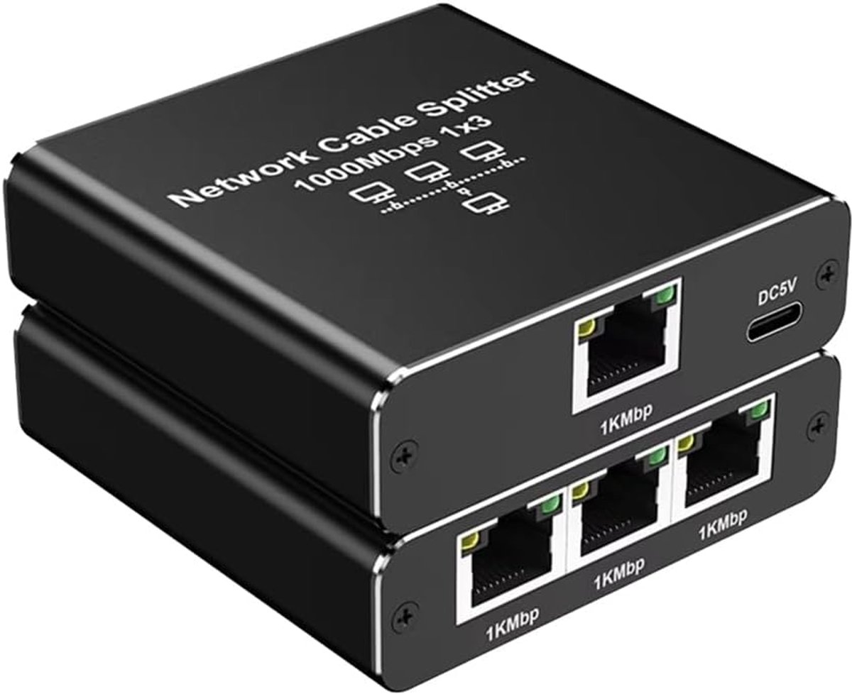 Ethernet Adapter Splitter - LAN Internet Switch - Netwerk Uitbreiding - 1 tot 3 poorten