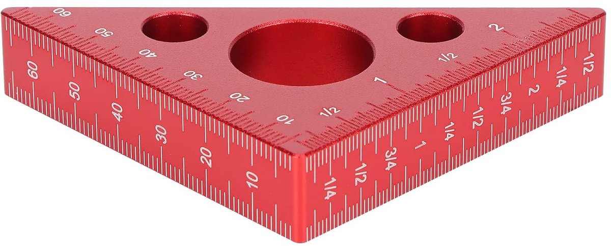 Driehoekige Liniaal - Meetgereedschap Timmerman - Houtbewerking Tekenen - Aluminium Legering - 68x14.5x95mm - Zilver