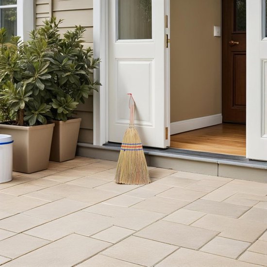 Handbezem Stro - Veegborstel Buiten - Stof Verwijderen - Natuurlijke Materialen - 45 cm Breed - Meerkleurig — afbeelding 4