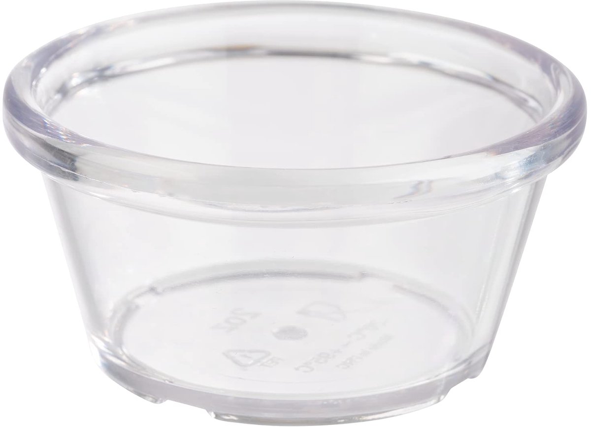 Set van 12 transparante dipschaaltjes, Ø 7 cm, hoogte 3,5 cm