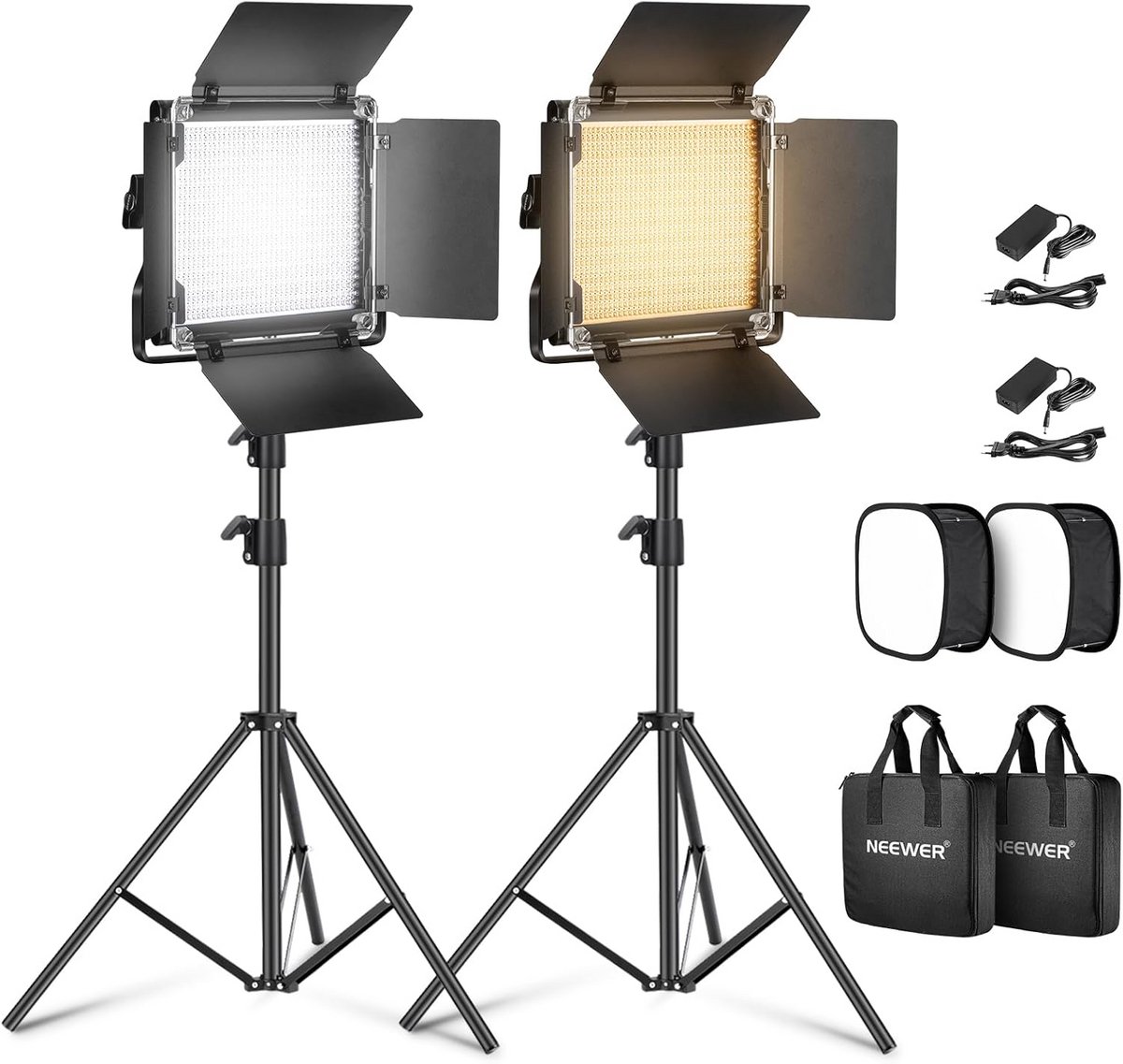 LED Videolichtpaneel Set met Statief en Diffuser voor Fotografie en Videoproductie
