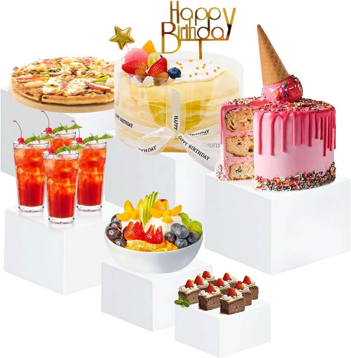 Taartstandaard Set van 6 - Herbruikbare Voedselrisers voor Buffet en Feesten