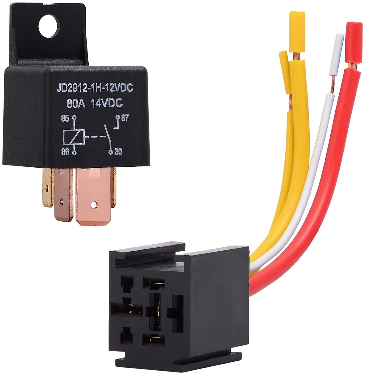 80A 12V Auto Relais - 4-Pins Schakelrelais met Stopcontact