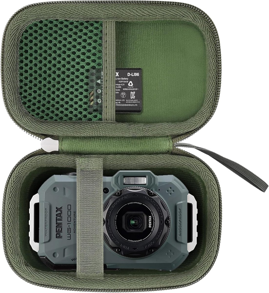 Harde Reiscase Vervanging voor Waterdichte Digitale Compact Camera - Olijfgroen