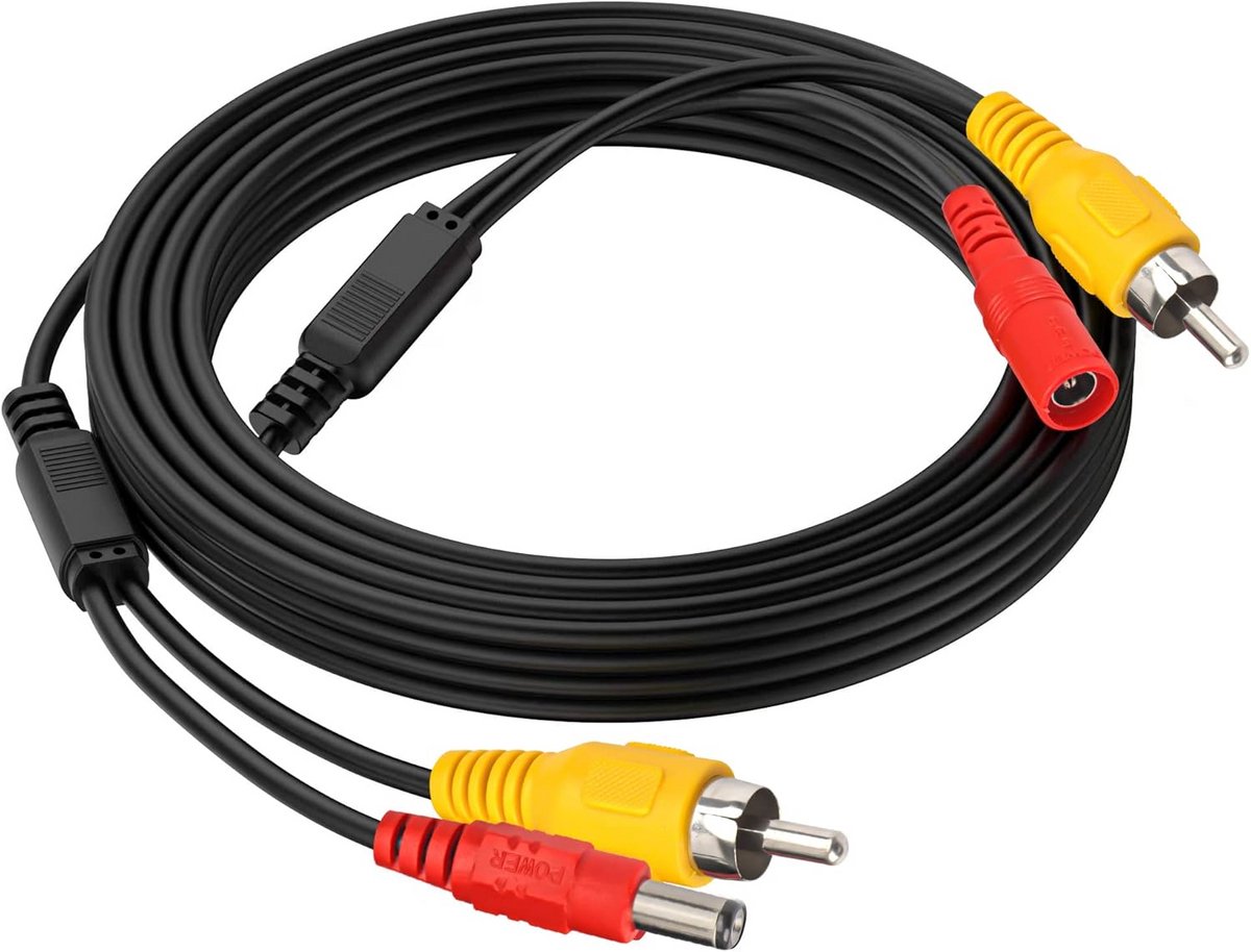 2-in-1 Cinch Kabelset voor Achteruitrijcamera en CCTV - LED Stroom- en Videosignaal Overdracht