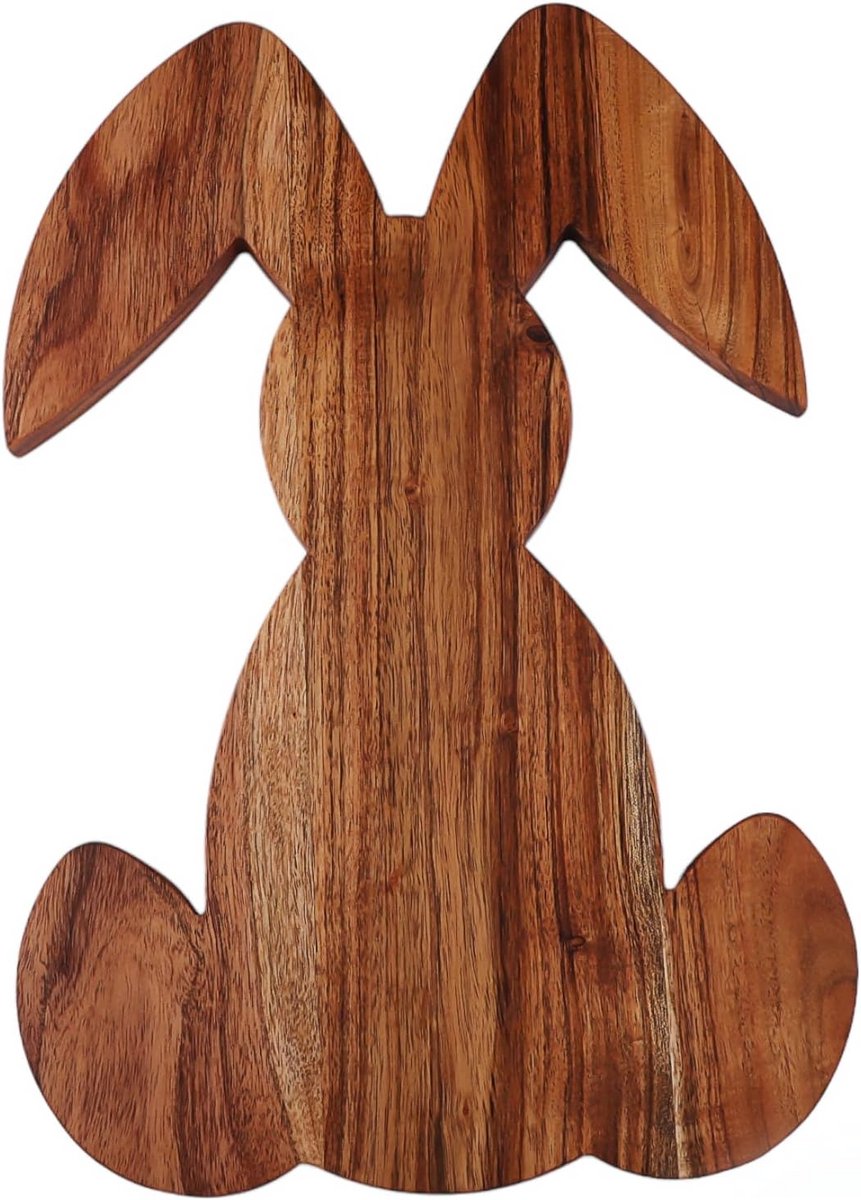 Houten serveerplank konijnvormig voor kaas en charcuterie, 36,8 x 24,9 cm
