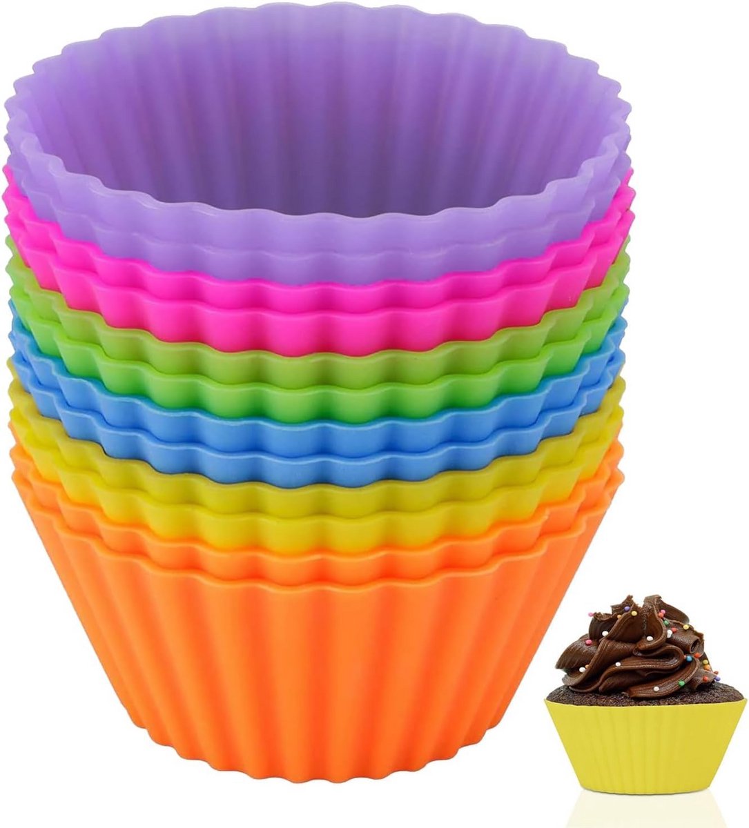 Herbruikbare siliconen muffinvormen voor cupcakes - 12 stuks