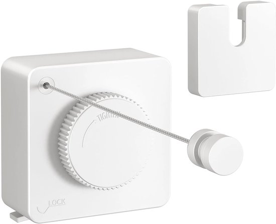 Corde à linge télescopique, corde de séchage robuste, à fixer au mur sans perçage - 4,8 mètres