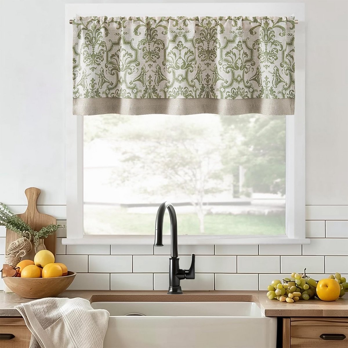 Linnen Vitrage Keukengordijnen - Vintage Bloem - Verduisterende Bistrogordijn 45x125 cm