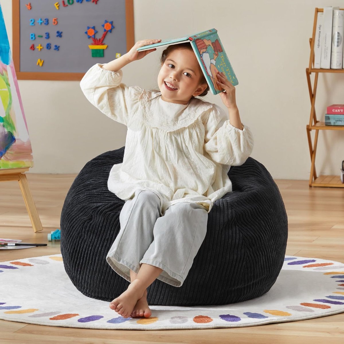 Kleine Zitzak Stoel voor Kinderen - Afneembare Hoes, Traanvormig Design, Perfect voor Slaapkamer en Speelkamer