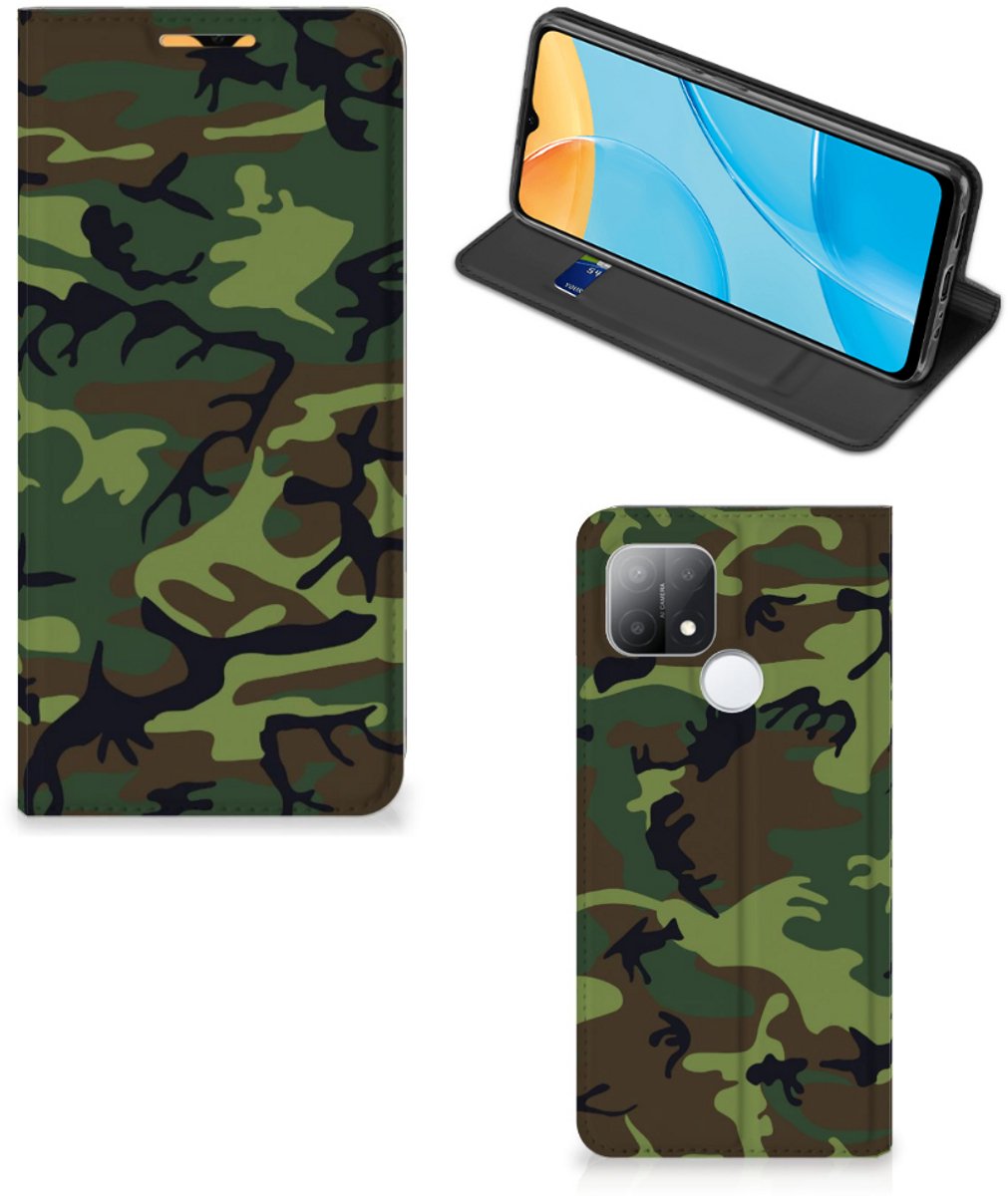OPPO A15 Hoesje met Magneet Army Dark