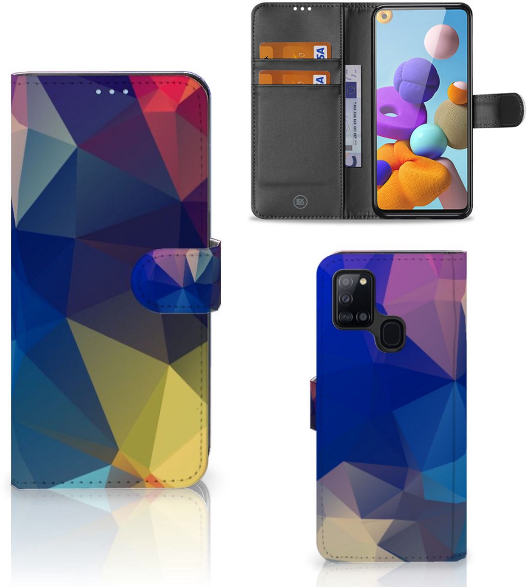 Samsung Galaxy A21s Book Case Polygon Dark