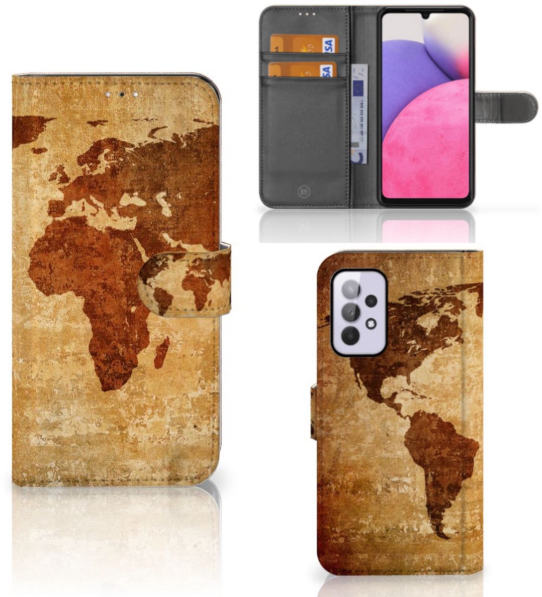 Samsung Galaxy A33 5G Flip Cover Wereldkaart