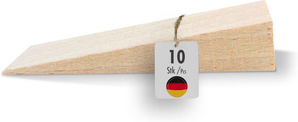 Hardhouten wiggen voor meubels en doe-het-zelf - natuurlijke beukenwiggen - deurstopper - 10 stuks (LxBxH) 65 x 20 x 12 mm