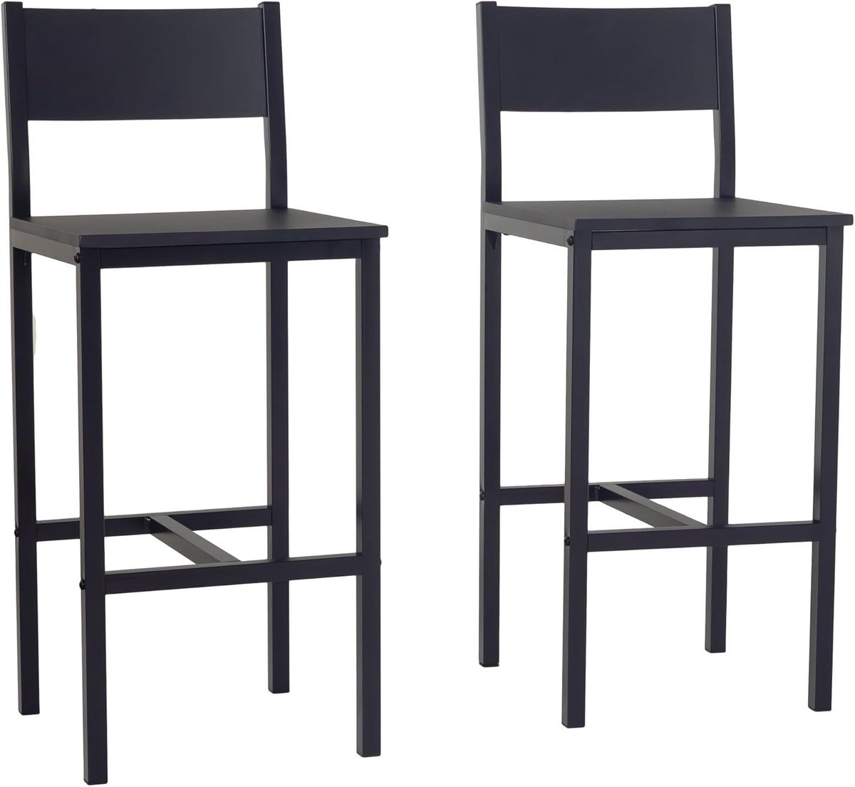 Set van 2 zwarte barstoelen voor keuken en woonkamer