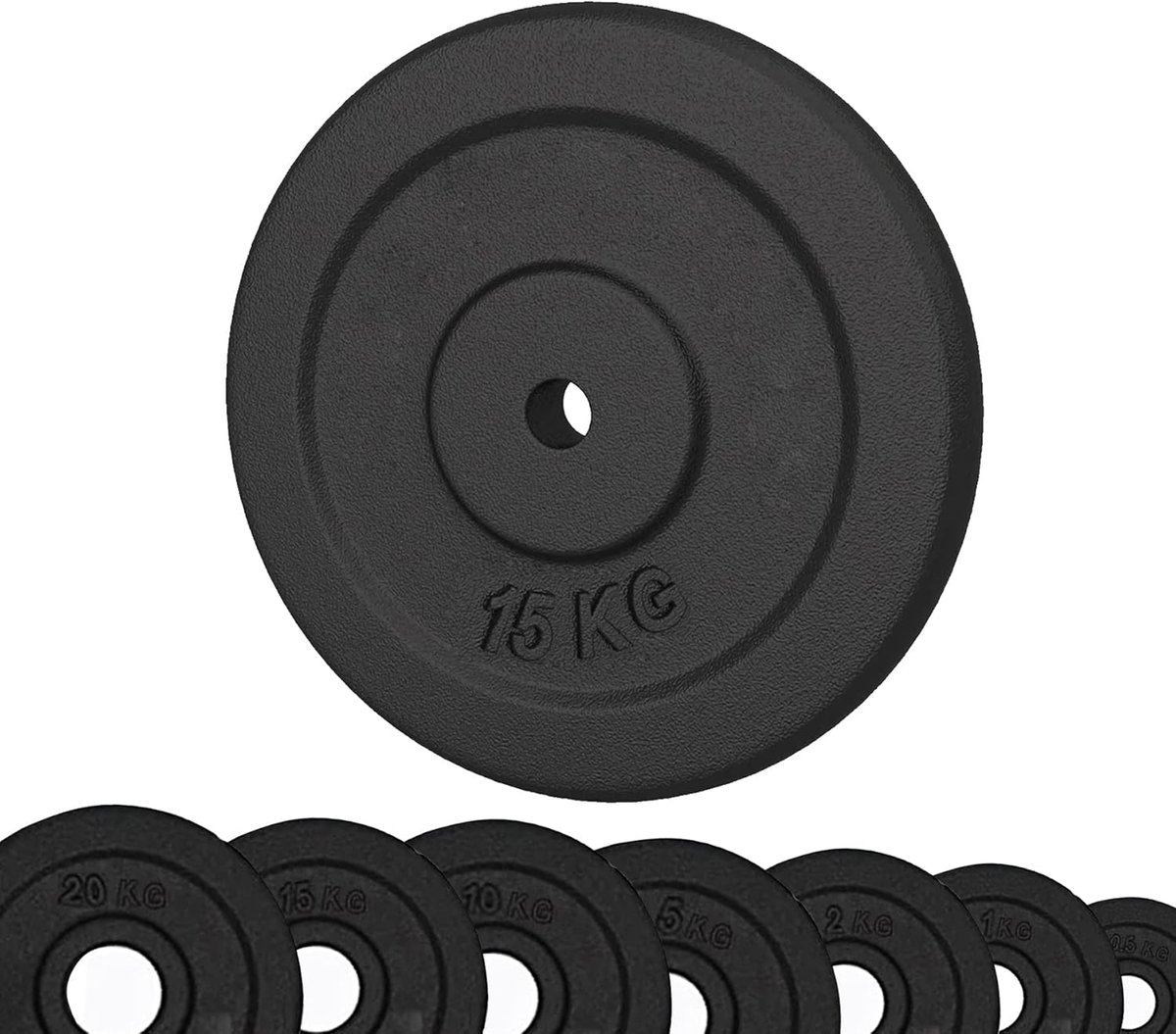 Gietijzeren Halterschijven voor Gewichtheffen, 0,5 tot 20 kg, Geschikt voor Thuisgym en Sportschool, Gatdiameter 25 mm